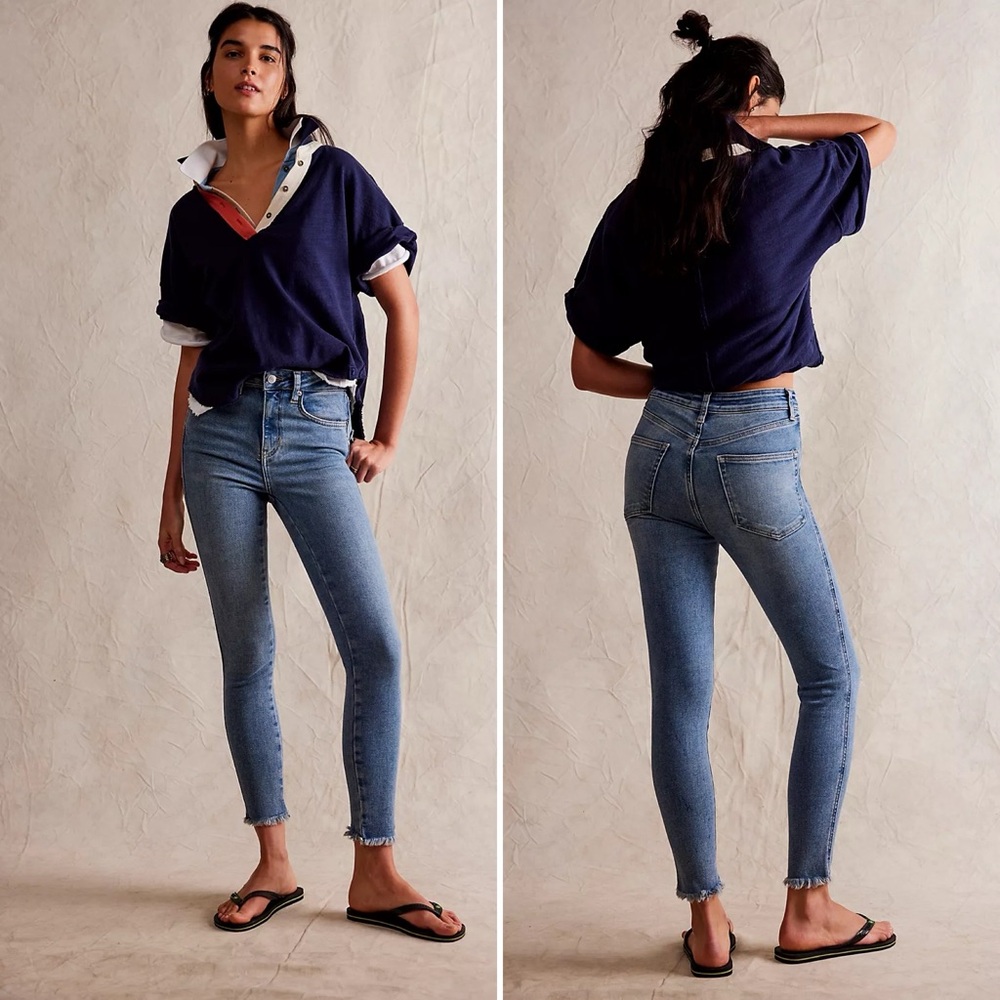 FREE PEOPLE We The Free Raw Hem High-Rise Denim Jegging Skinny Jeans Size 30